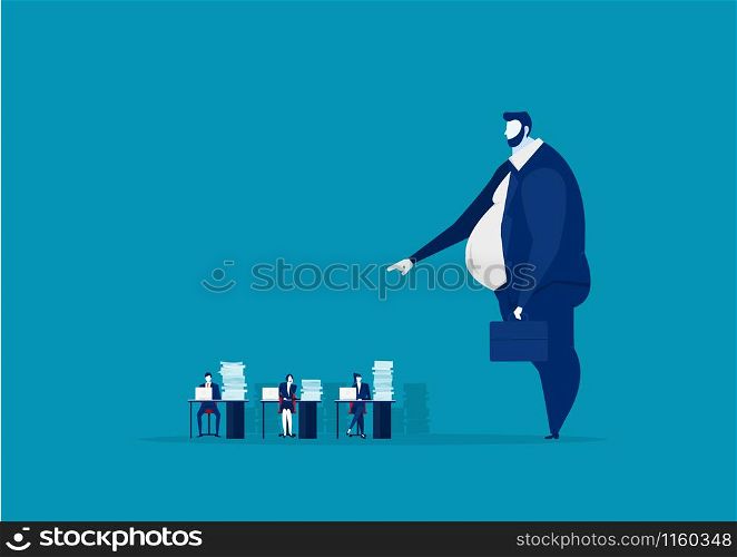 The employer shadow command employee hard work in office concept vector