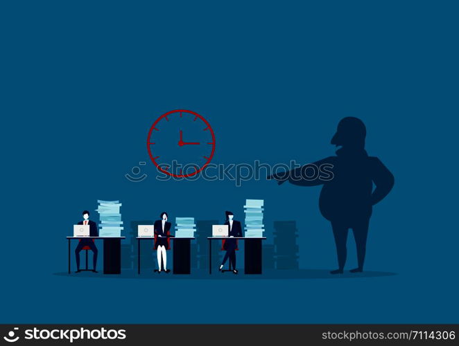 The employer shadow command employee hard work in office concept vector