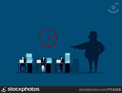 The employer shadow command employee hard work in office concept vector