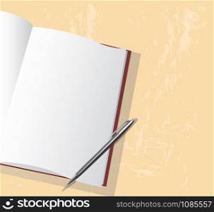 the empty notebook and pen vector