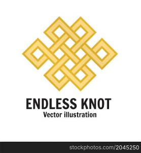 The endless knot. Graphic ornament composed of right-angled, intertwined lines. For web design, mobile and application interface, also useful for infographics. Vector illustration.