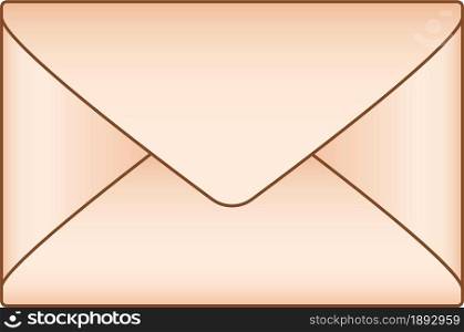 The envelope. A closed envelope of aged yellowish paper - vector full color picture