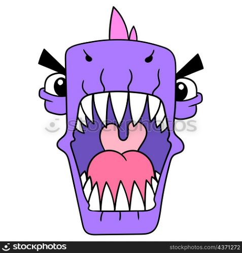 the face of a fierce dinosaur with sharp teeth
