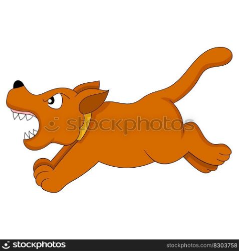 the fierce, sharp toothed little dog was running after him. vector design illustration art