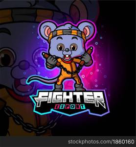 The fighter mouse with nunchakus esport logo design