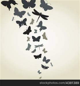 The flight of butterflies flies. A vector illustration