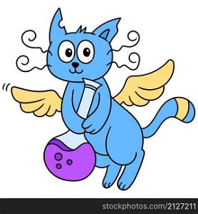the flying winged cat carried a magic potion