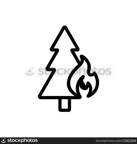 The forest is burning the icon vector. Thin line sign. Isolated contour symbol illustration. The forest is burning the icon vector. Isolated contour symbol illustration