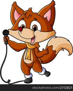 The fox is singing and very cheerful