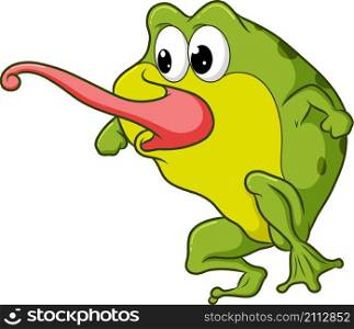 The frog sticks out its long tongue