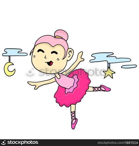 the girl is dancing ballet. cartoon illustration cute sticker