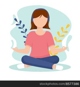 The girl is engaged in yoga. Yoga pose. Flat vector illustration.. The girl is engaged in yoga. Yoga pose. Flat vector illustration