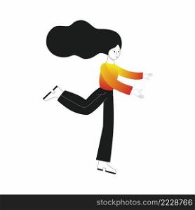 the girl runs to him. Vector flat illustration of a running man. A woman isolated on a white background. an object for the design of a windscreen, banner, or ad. Discounts and promotions, hot offers.