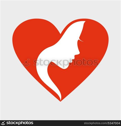 The girl the person in red heart. A vector illustration