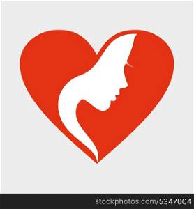 The girl the person in red heart. A vector illustration