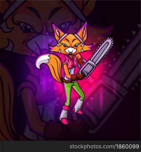 The girly fox with the chainsaw esport mascot design