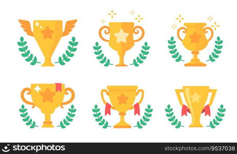 The golden trophy of success. Awards for winners of sports games