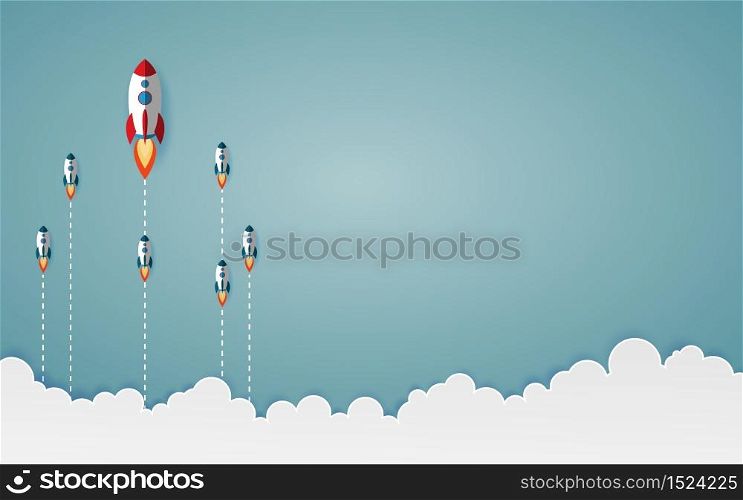 The graphic of rocket also represents the concept of courage Think differently move for success in life