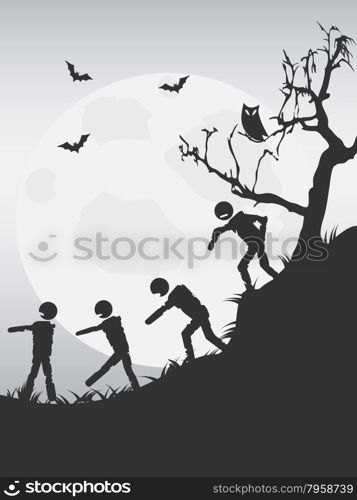 the gray tone background of spooky halloween zombies for halloween holiday