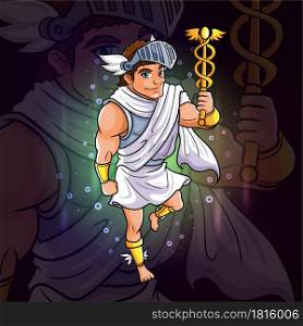 The greek god of hermes for esport logo design