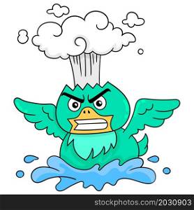 the green bird was having an angry face hot head exploded