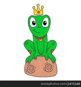 the green frog king is sitting on the throne of wisdom