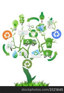 the green tree with eco icons for design