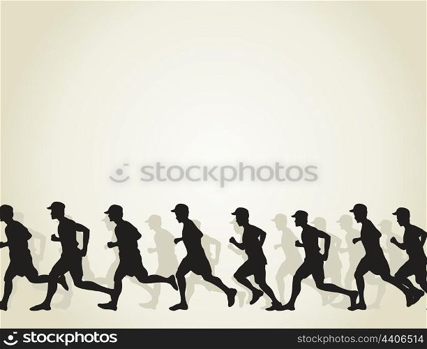 The group of runners runs. A vector illustration