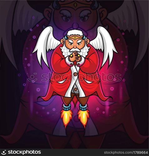 The guardian santa clause and angel mascot of illustration