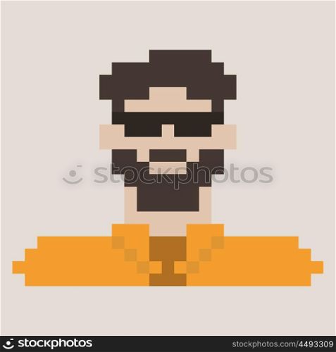 The guy in the style of pixel art. Vector illustration