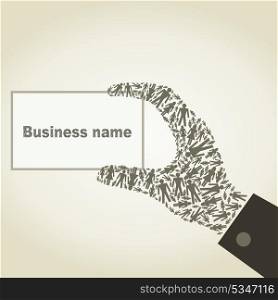 The hand from the person holds business a card. A vector illustration