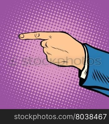 The hand points to the left pop art retro vector. hand points to the left