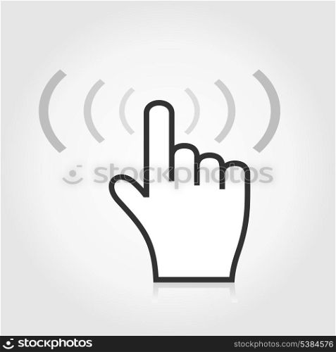 The hand presses the button. A vector illustration