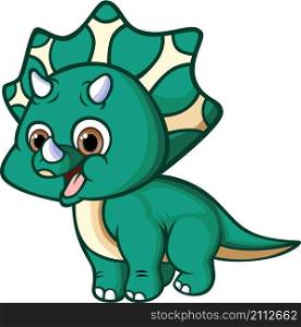 The happy dino triceratops is standing and smiling