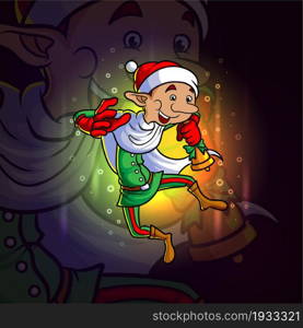 The happy elf wearing the santa costume esport logo design