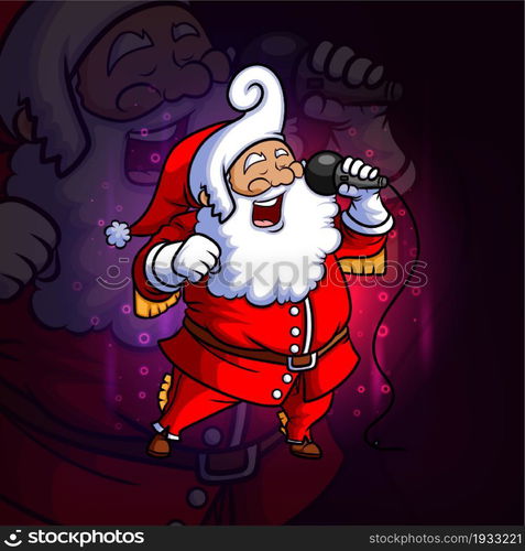 The happy santa is singing esport logo design