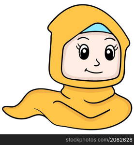 the head of a beautiful muslim woman wearing a yellow hijab