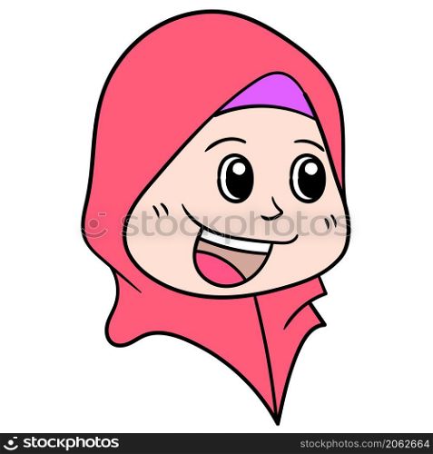 the head of a beautiful woman wearing a hijab from a side angle