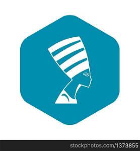 The head of the Egyptian queen icon. Simple illustration of the head of the Egyptian queen vector icon for web. The head of the Egyptian queen icon, simple style