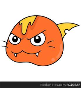 the head of the fish monster with an orange face