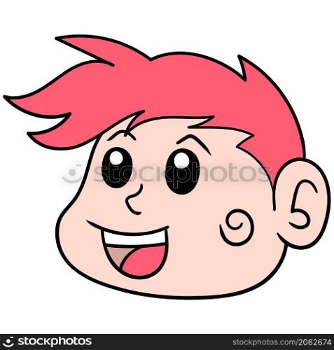 the head of the red haired boy with a smiling face