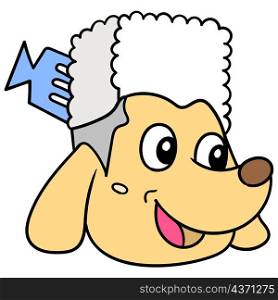 the head of the smiling lady poodle dog