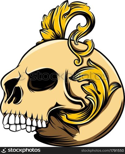 The head skull with the gold decoration of illustration