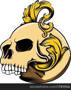 The head skull with the gold decoration of illustration