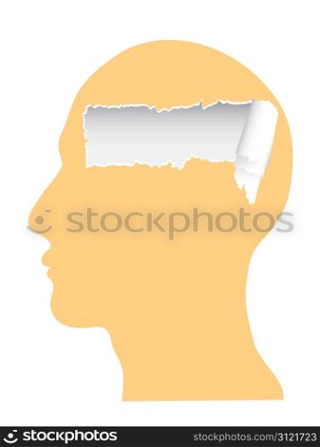 the head with ripped copy-space
