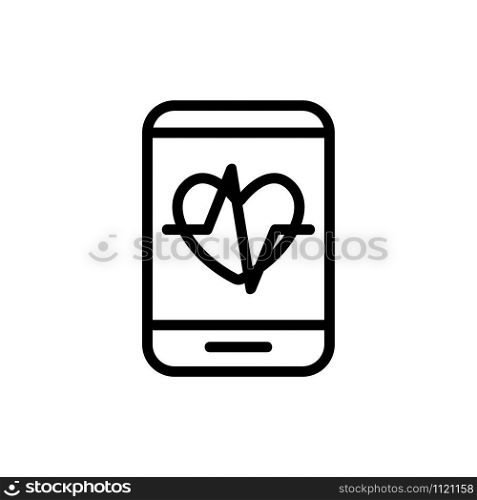 The health app in the phone is a vector icon. A thin line sign. Isolated contour symbol illustration. The health app in the phone is a vector icon. Isolated contour symbol illustration