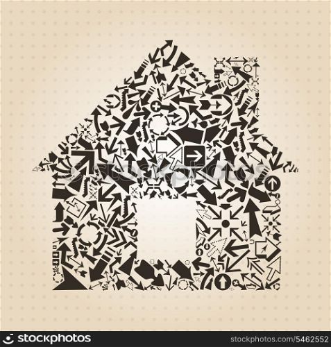 The house made an arrow. A vector illustration