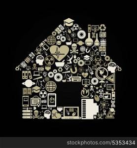 The house made of a science of subjects. A vector illustration