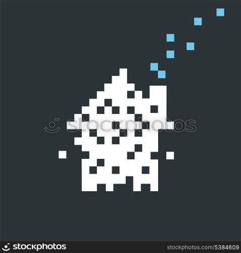 The house made of pixels. A vector illustration