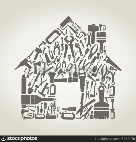 The house made of the tool. A vector illustration